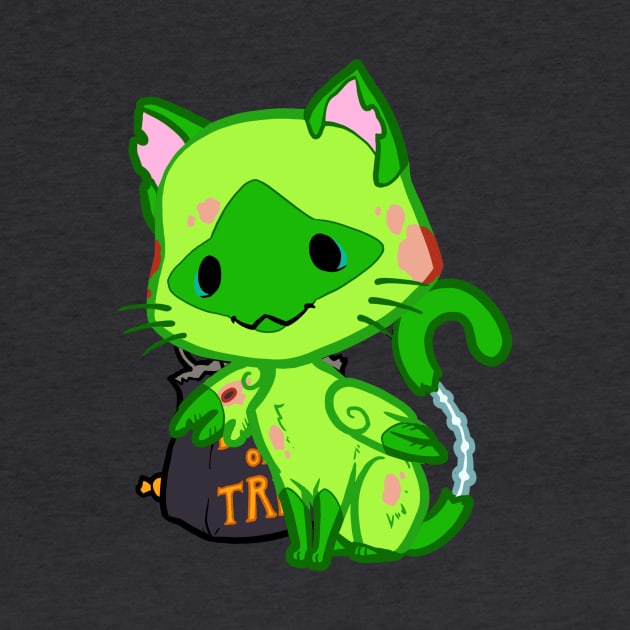 Halloween Chibi Winged Kitty - Siamese Zombie Cat by theghostfire